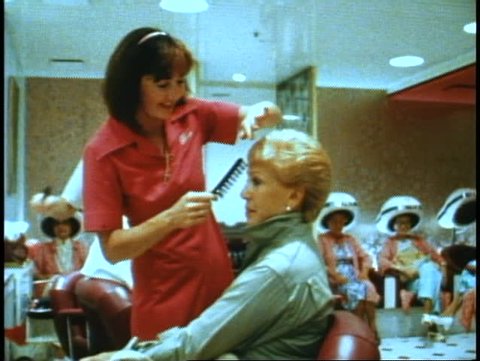 QUEEN ELIZABETH 2, 1982, QE2 beauty shop, medium, woman in chair