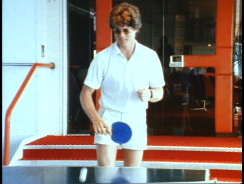 QUEEN ELIZABETH 2, 1982, QE2, Ping pong game, man playing