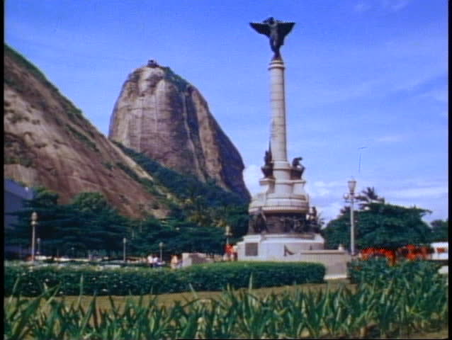 BRAZIL, 1982, Rio de Janeiro, Sugar Loaf Mountain, park and column in foreground