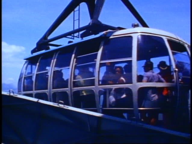 BRAZIL, 1982, Rio de Janeiro, Sugar Loaf Mountain, cable car, follow to mountain