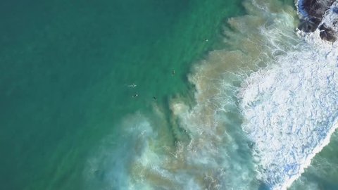 Sydney, Australia - 11 01 2016: Aerial: Surfers Coogee Australia