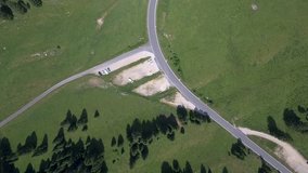 Spectacular drone footage over Col du Marchairuz (el. 1447 m.) is a high mountain pass in the Jura Mountains in the canton of Vaud in Switzerland.
