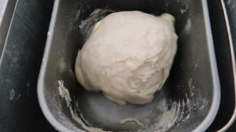 Dough being kneaded mechanically in a bread maker