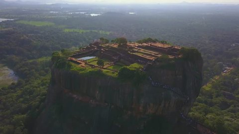 Aerial view of Sigiriya rock Sri Lanka drone footage