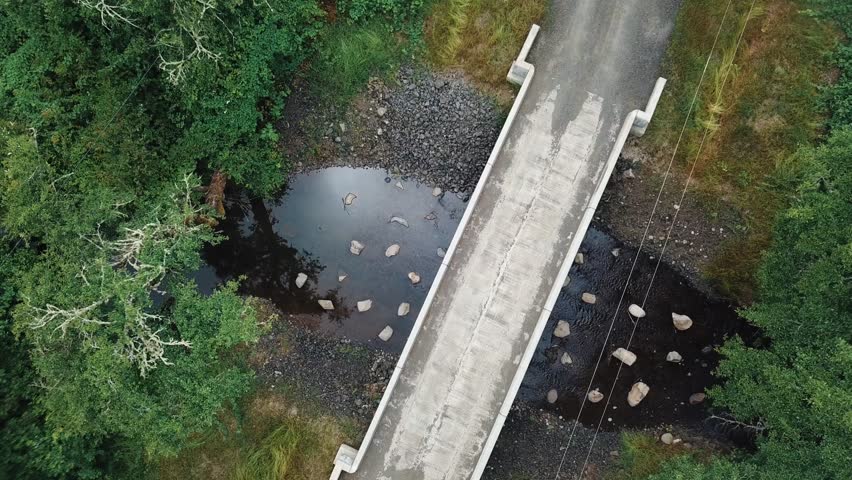 Bridge in nature wilderness of Corvallis filmed with a drone
