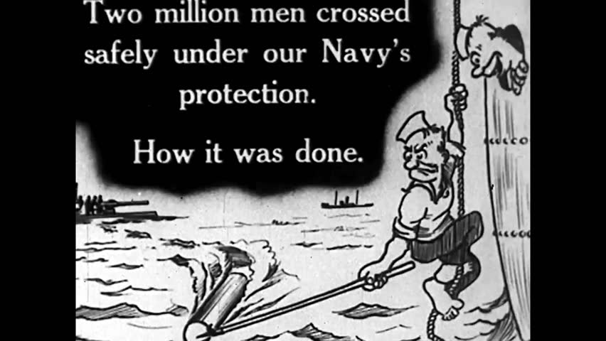 CIRCA 1917 - Some sailors relax and others are lookouts as a US Navy fleet sails on.