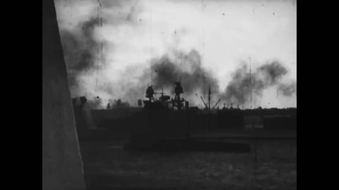 CIRCA 1941 - The USS Arizona bursts into flames in Pearl Harbor.