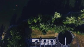 High Resolution Drone footage of people relaxing on boats in a river