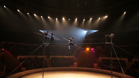 Tightrope walkers at the circus