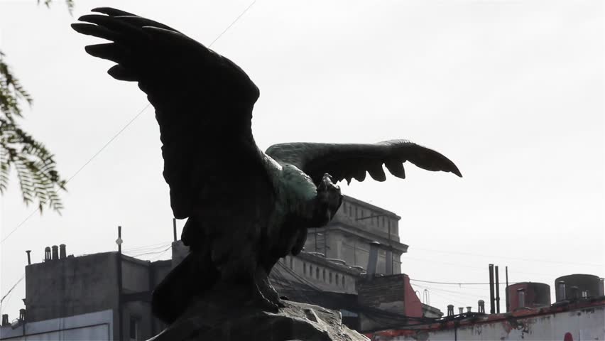 Close Up of Andean Condor Bronze Sculpture at the Monument to the Two Congresses in Buenos Aires