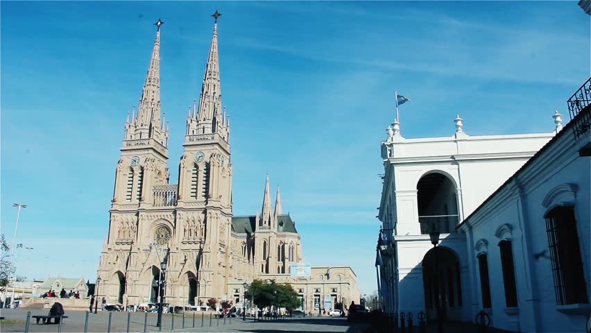 Basilica of Our Lady of Lujan and the Cabildo of Lujan in Buenos Aires, Argentina. Blue Tone.