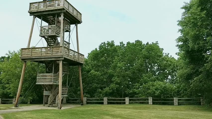Old Fashioned Wooden Tower at High Cliff State Park in Wisconsin