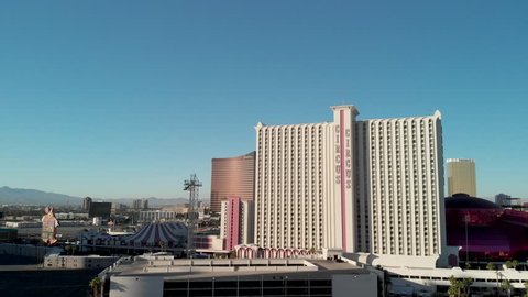 LAS VEGAS, NV - JUNE 19, 2018: Going down in the air near Circus Circus Casino. Las Vegas is the world gambling capital.