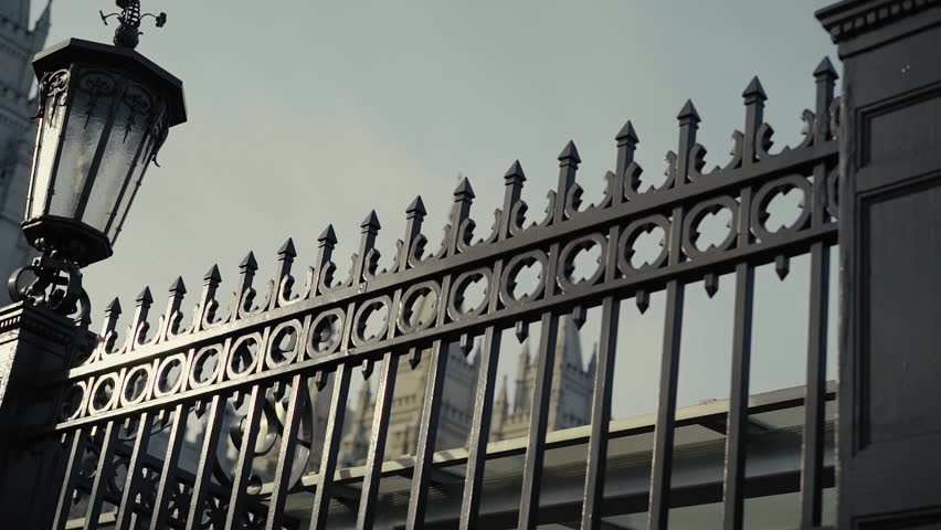 The Salt Lake City Latter Day Saint Temple in the winter.