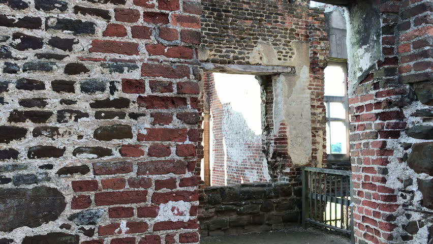 A interesting view from the inside of an old and derelict mansion.