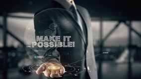 Make it possible with hologram businessman concept - Powered by Shutterstock - Get 15% off with code: PIKWIZARD15