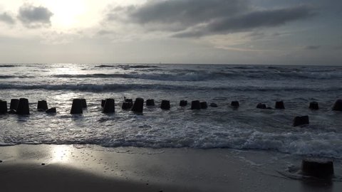 Wavebreakers on Baltic Sea coast