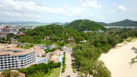 4K video resolution Aerial view countryside Southern Thailand,Aerial view countryside on nice day background,Top view countryside from drone flight on nice day at Southern Thailand background.