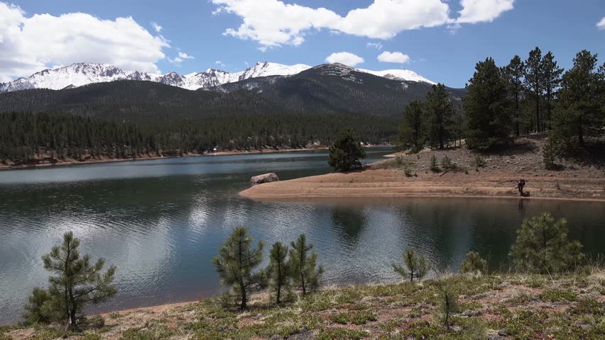 Pikes Peak Panorama. The beautiful scenic view from top of the Pikes Peak Mountains in Colorado Spring, Colorado, USA