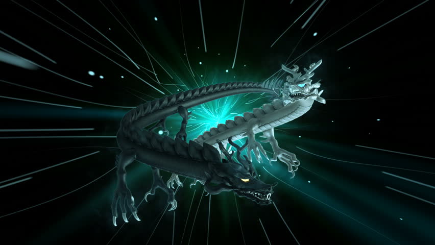 Flying Chinese Dragon VJ Loop - magic chinese dragon ready to add fire in your fantasy, fairy-tale, nightmare, mystic, mythology, horror or Halloween events or VJ sets. 