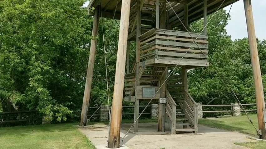 Old Fashioned Wooden Tower at High Cliff State Park in Wisconsin