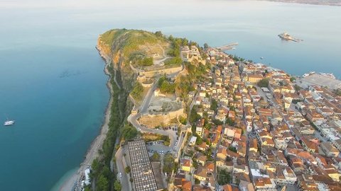 4K Drone footage in Nafplio during sunset