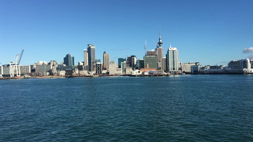 Auckland city skyline as view from waitemata harbour New Zealand.
