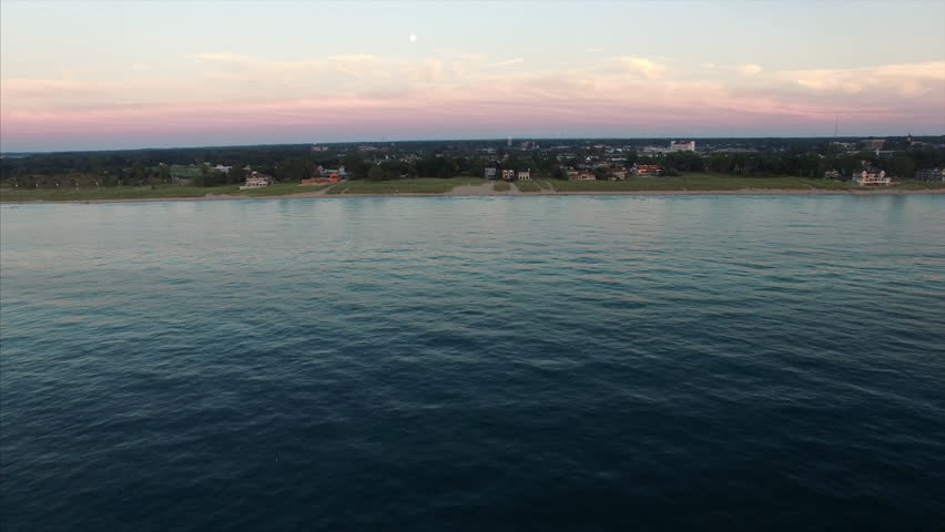 Aerial Shot of Lake Michigan Approaching Shore