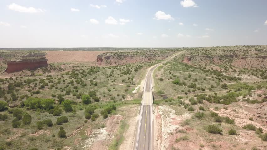 Open Road in West Texas, 4k Drone video