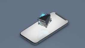 Internet of things, artificial intelligence, technology network concept. Cube Transformation Effect over Sci-fi Smartphone Screen - Powered by Shutterstock - Get 15% off with code: PIKWIZARD15