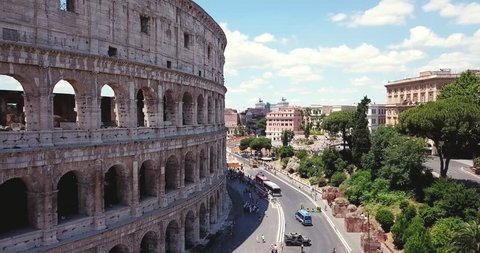 Rome, Italy — 16 June 2018. Aerial view on the Coliseum