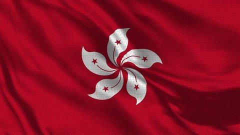 Hong Kong Flag Loop - Realistic 4K - 60 fps flag of the Hong Kong waving in the wind. Seamless loop with highly detailed fabric texture. Loop ready in 4k resolution