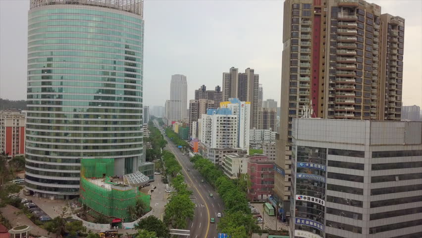 zhuhai traffic streets cityscape aerial panorama 4k china
