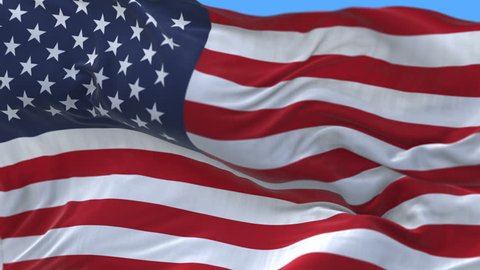 seamless American Flag Slow Waving with visible wrinkles.Close up of UNITED STATES flag.usa,A fully digital rendering,The animation loops at 20 seconds.alpha channel included. cg_06291_4k