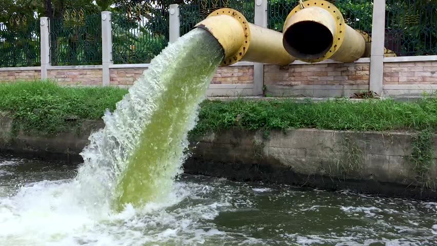 Water Being Pumped Into A Canal To Relieve Urban Flooding Problems