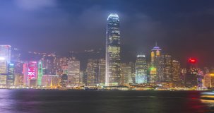 Hyperlapse and time lapse of the beautiful city of Hong Kong in China from Victoria Harbor, 4k high quality video.