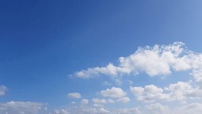 Video background with blue sky with white clouds