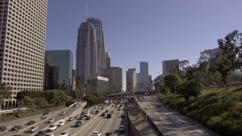 Freeway Rush Hour Traffic Jam in Downtown Los Angeles California USA.mov