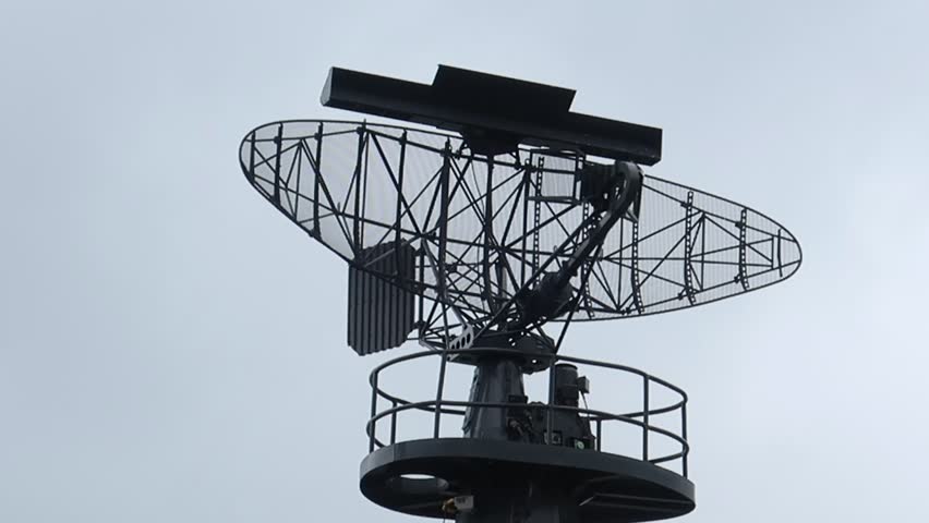 military radar on a warship Royalty-Free Stock Footage #1013699645