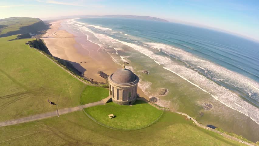 Aerial Video of Mussenden Temple Stock Footage Video (100% Royalty-free
