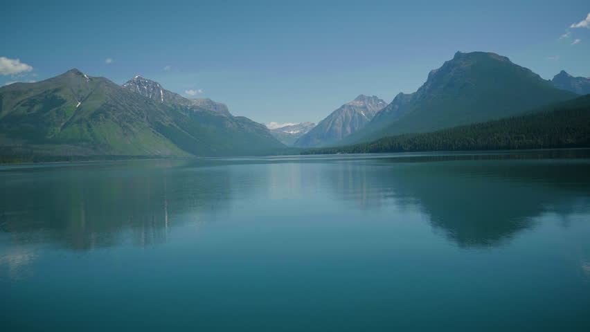 Glacier National Park from a ferry on Lake McDonald, Montana USA.