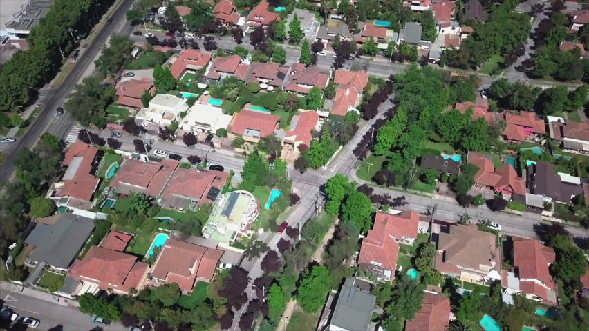 aerial shot of a Neighborhood in Santiago the Chile in HD