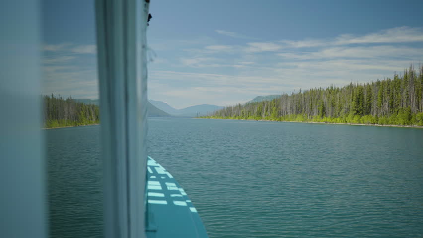 Glacier National Park from a ferry on Lake McDonald, Montana USA.