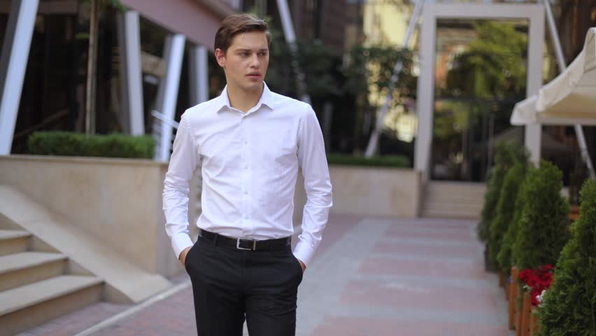 Sad young handsome businessman student look at camera no money nervous successful boss business manager closeup handsome office outdoors standing ambition sunset sunlight Royalty-Free Stock Footage #1013719670