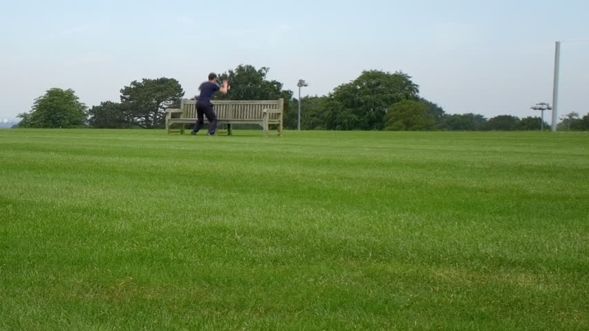 Training outdoors on a park bench.