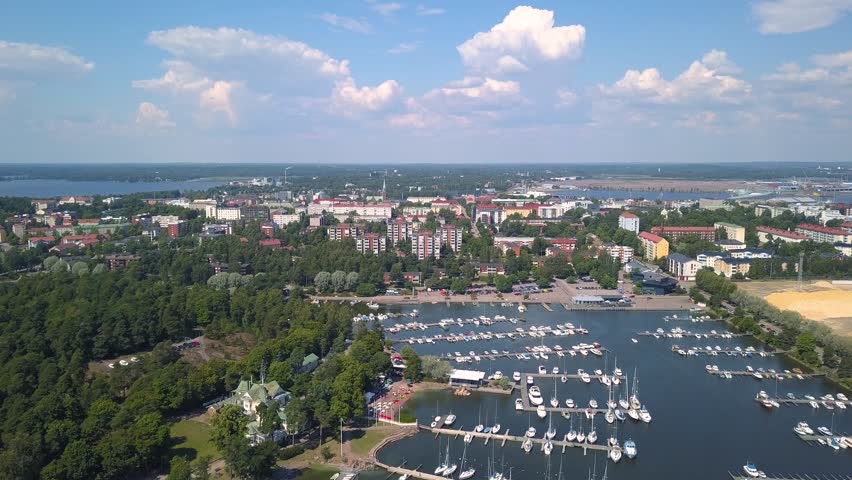 Aerial view of Kotka, small town in southern Finland