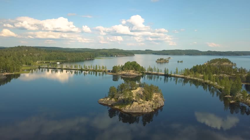 Wonderful landscape of Finland. Lake Lietvesi. Aerial view