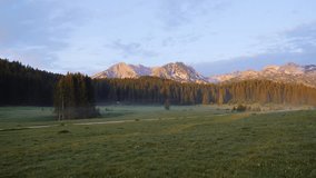 Awesome view in the Durmitor National Park. Location place village Zabljak, Montenegro, Balkans, Europe. Scenic footage of tranquil alpine valley. Discover the beauty of earth. Shooting in 4K video.
