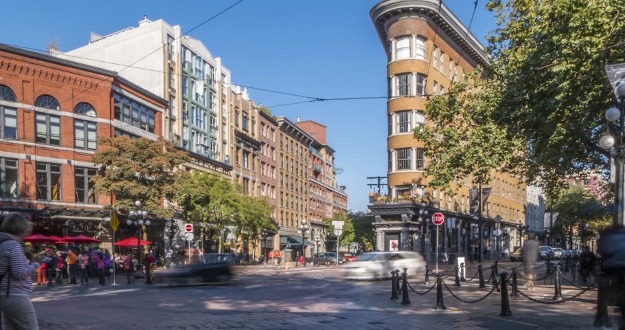 Time lapse of Abbott Street in Gastown, Vancouver, British Columbia, Canada, North America
