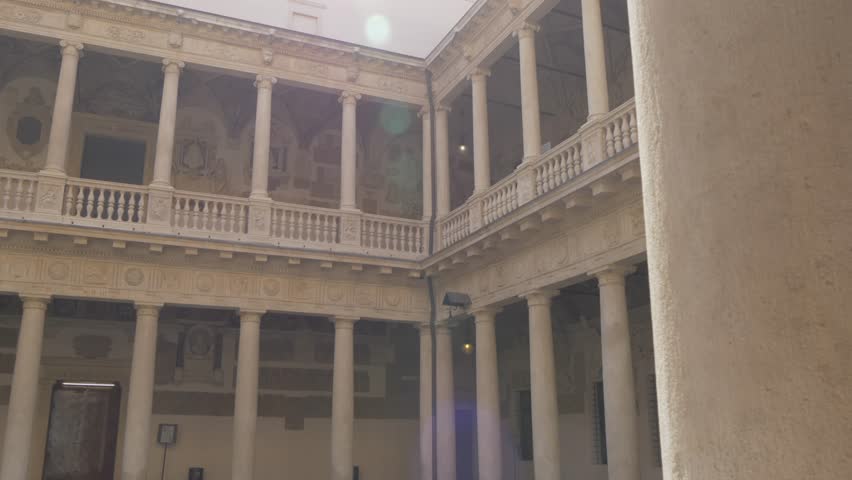 View of inner courtyard of Bo Palace on Via VlllFebbraio, Padua, Veneto, Italy, Europe